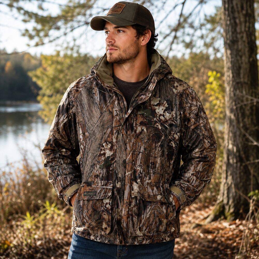 Columbia Mossy Oak Break-Up Camo Hunting Jacket Men’s XL Full Zip Outdoor Coat
